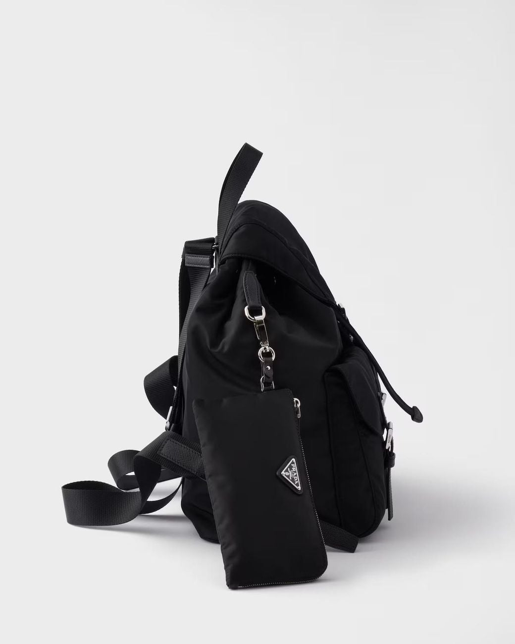 Prada Black Re-Nylon Triangle-Logo Backpack