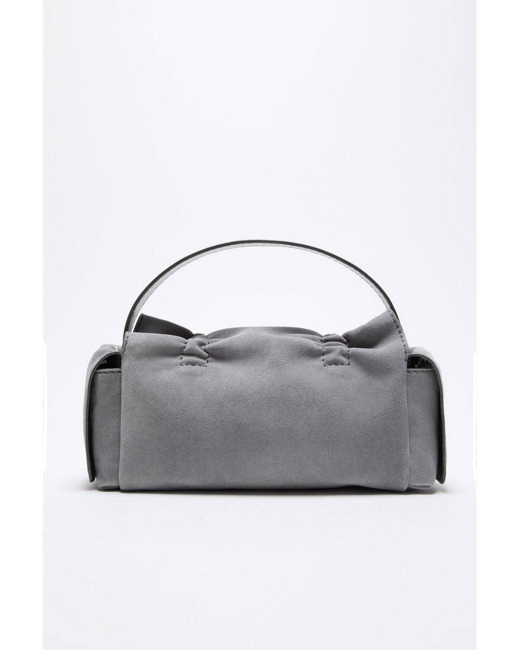 Acne Gray Multipocket Suede Shoulder Bag