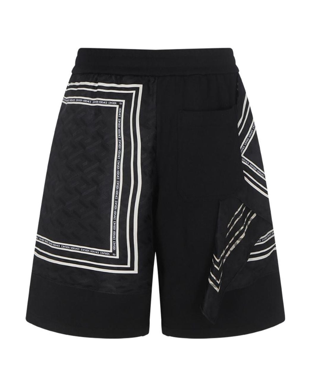 Versace Black La Greca Logo Printed Shorts for men