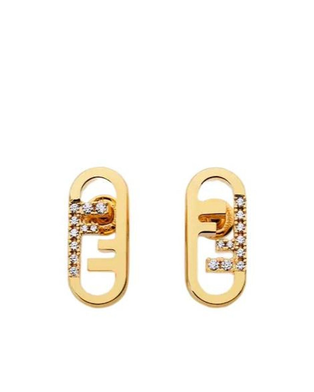 Fendi Metallic O'Lock Embellished Earrings
