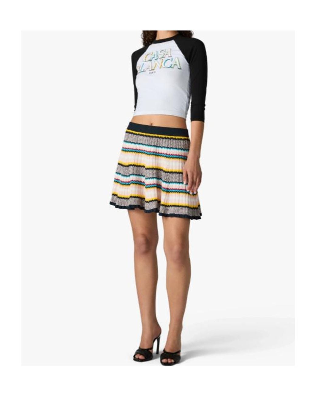Casablanca Multicolor Zigzag Pleated Knitted Skirt