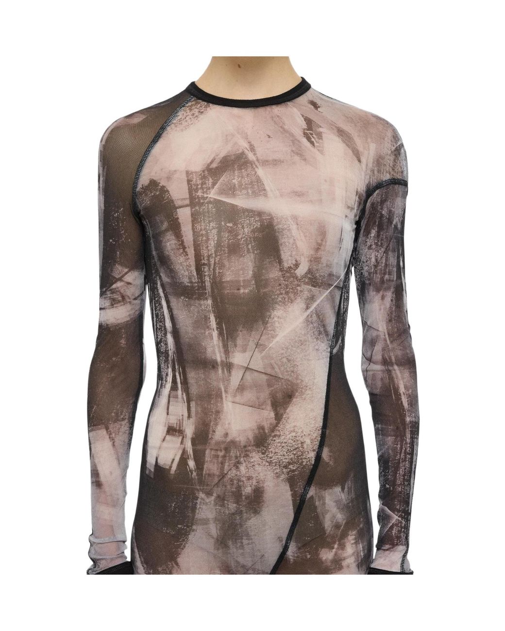 Helmut Lang Gray Scribble Twisted Dress