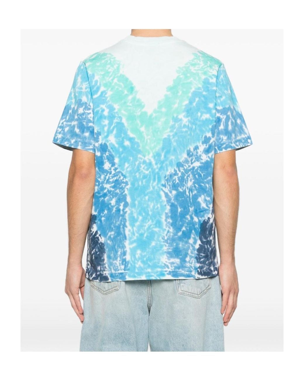 Casablanca Blue Crew-Neck T-Shirt With Tie-Dye Print for men