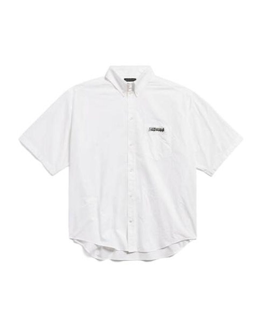 Balenciaga White Masking Tap Short-Sleeved Shirt for men