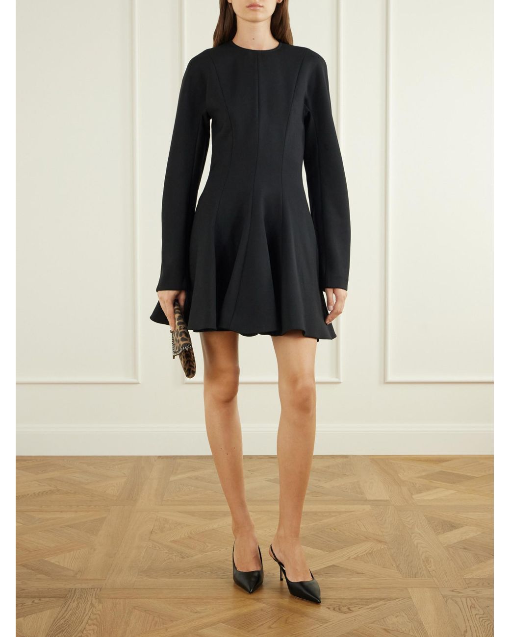Stella McCartney Black Peplum Crewneck Mini Dress