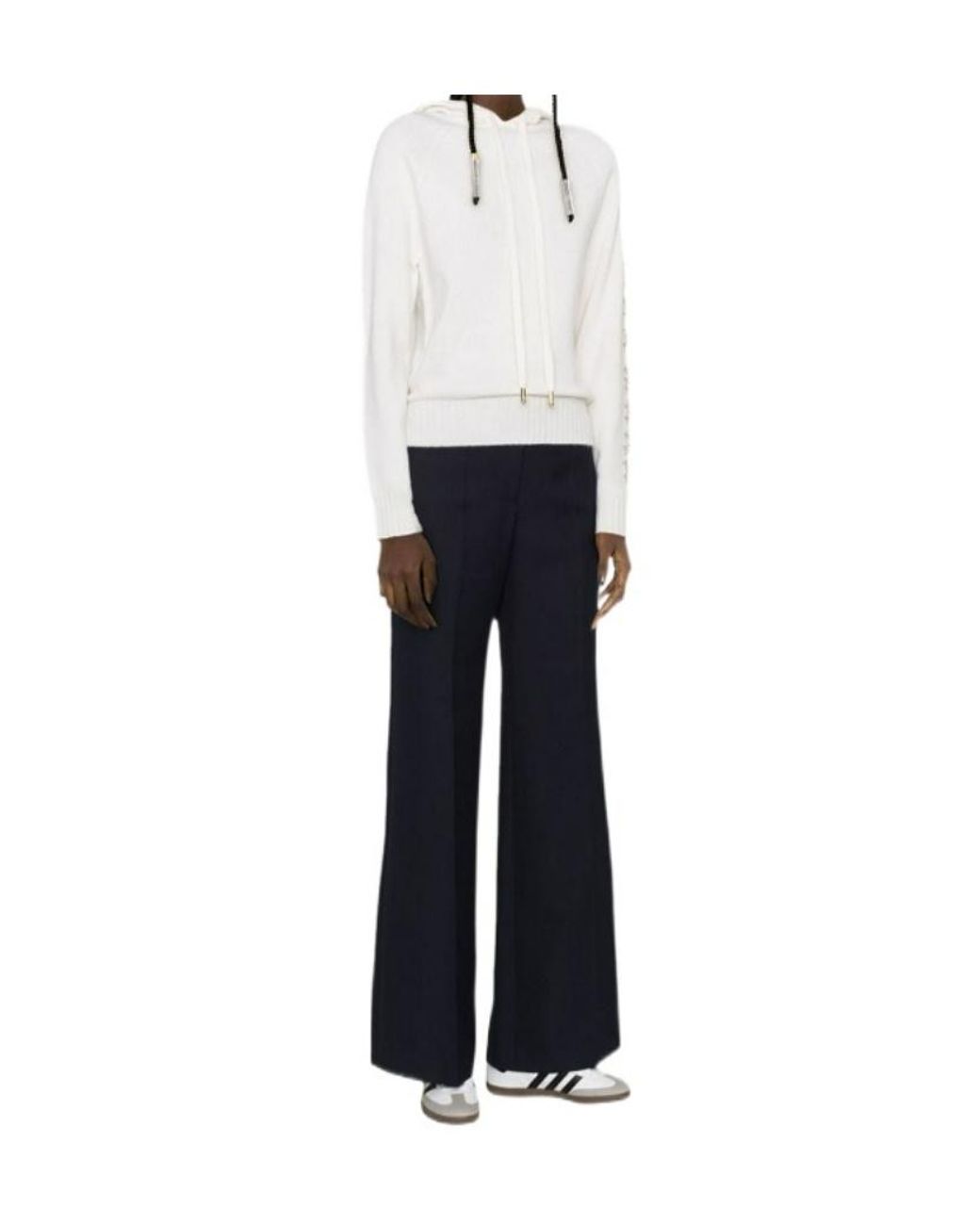 Max Mara White Crystal-Embellished Wool-Blend Hoodie