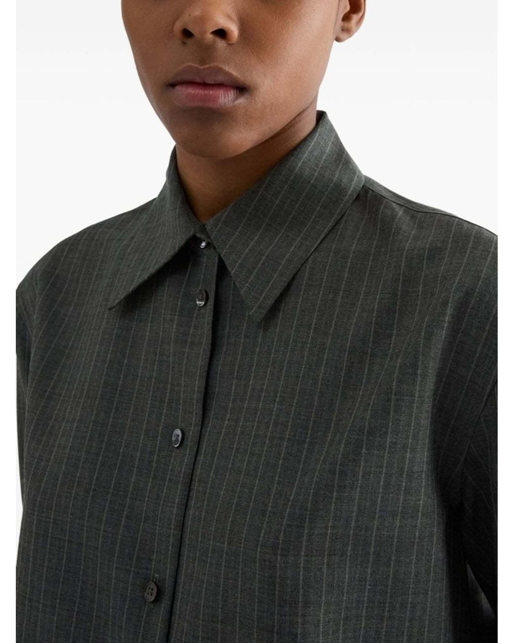 Jil Sander Gray Shirt 158 Pinstripe Shirt
