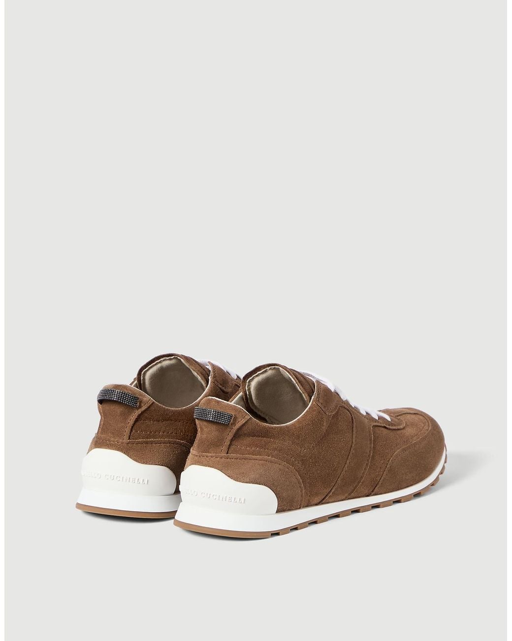 Brunello Cucinelli Brown Suede Runners With Shiny Loops