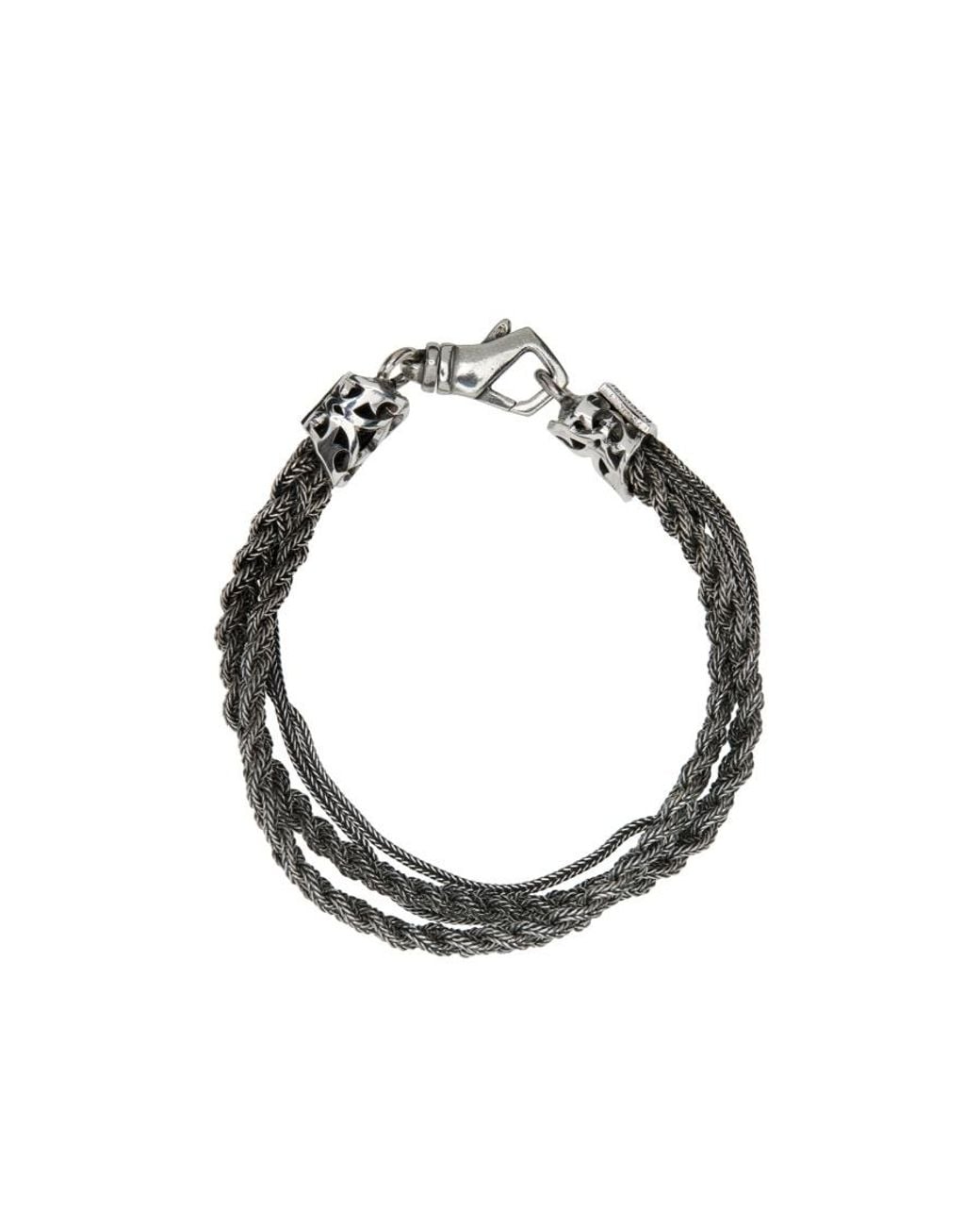 Emanuele Bicocchi White Braided Chain Bracelet for men