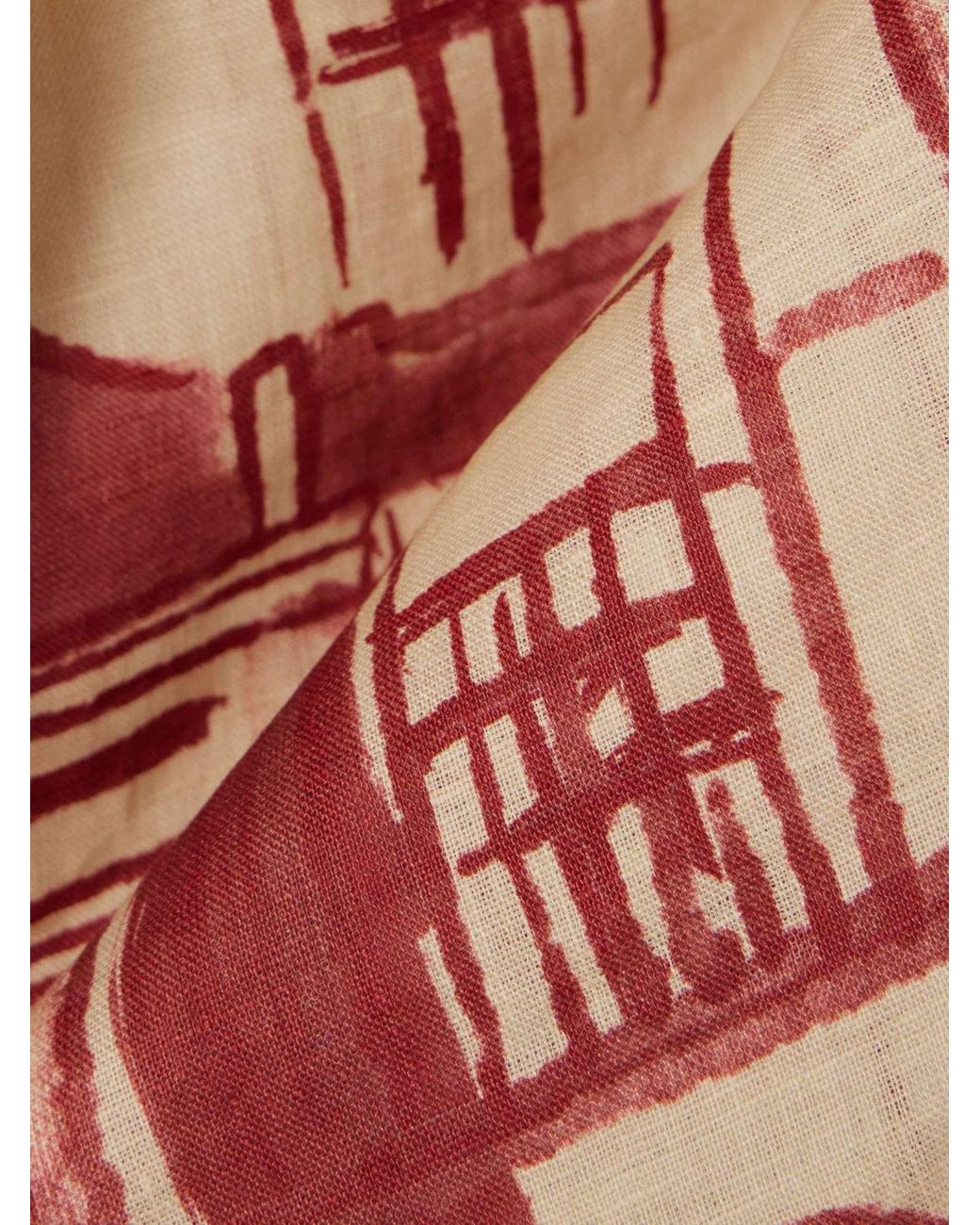 Johanna Ortiz Red Printed Linen Halterneck Top