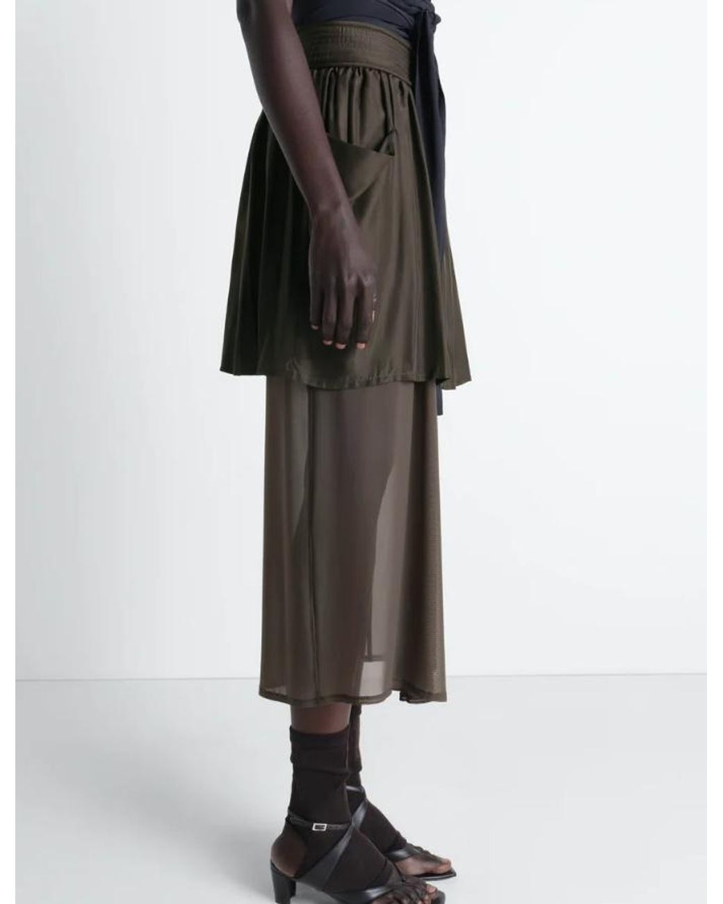 Lemaire Gray Pockets Draped Asymmetric Skirt