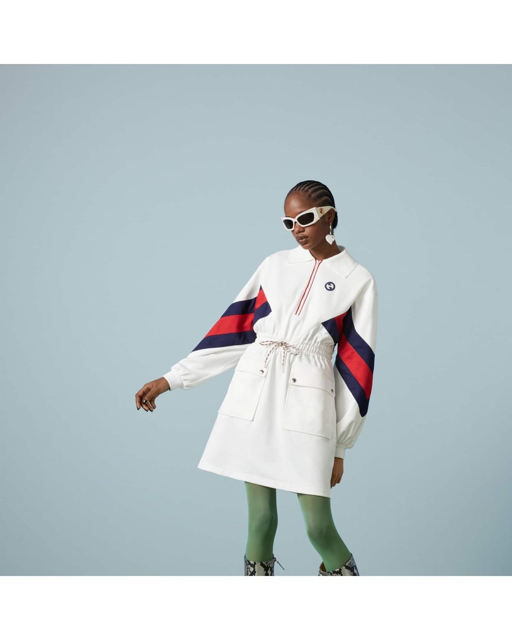 Gucci White Technical Jersey Polo Dress