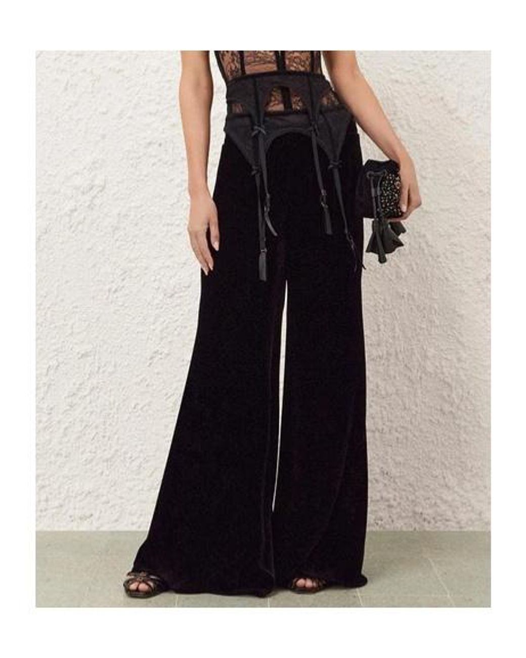 Zimmermann Black Ascent Velvet Relaxed Pants