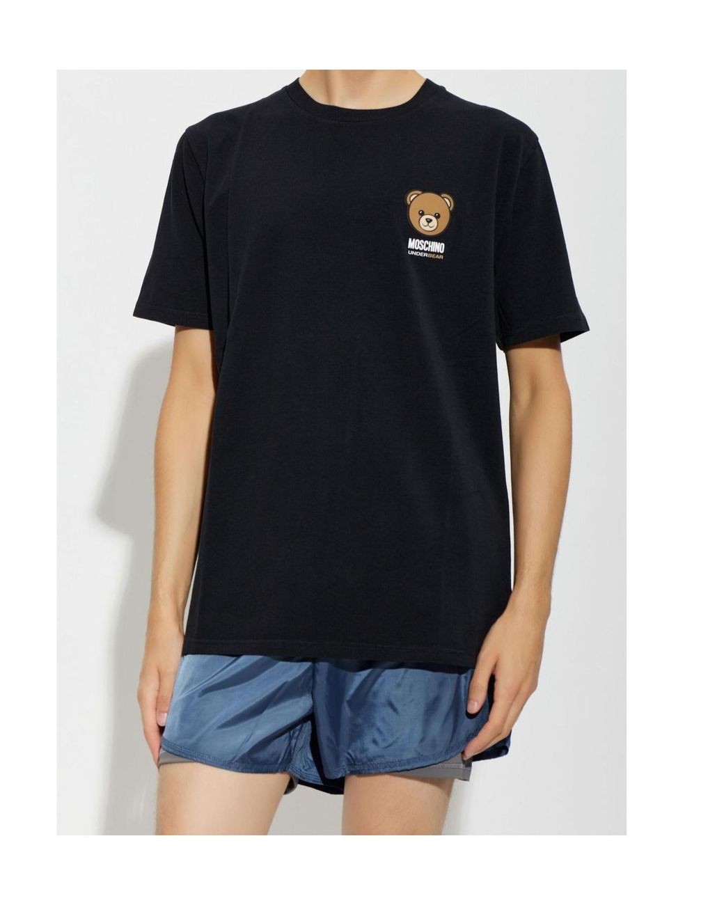 Moschino Black Bear-Printed Short Sleeved T-Shirt for men