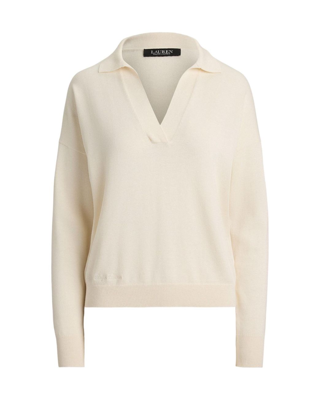Ralph Lauren White Knitted Long-Sleeve Polo Shirt