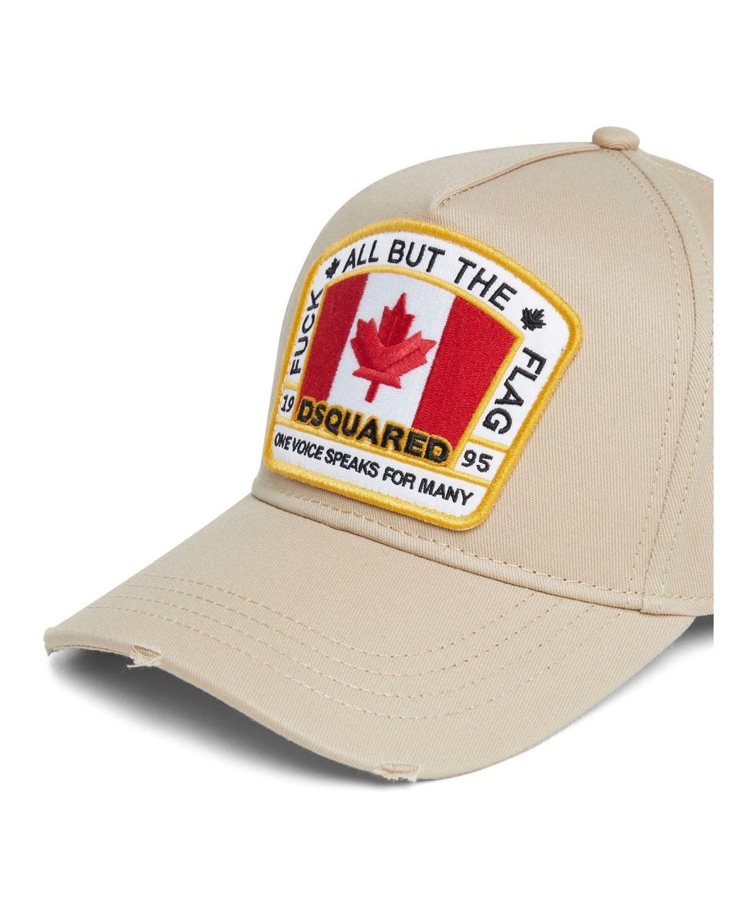DSquared² White Flag Patch Distressed Baseball Cap for men