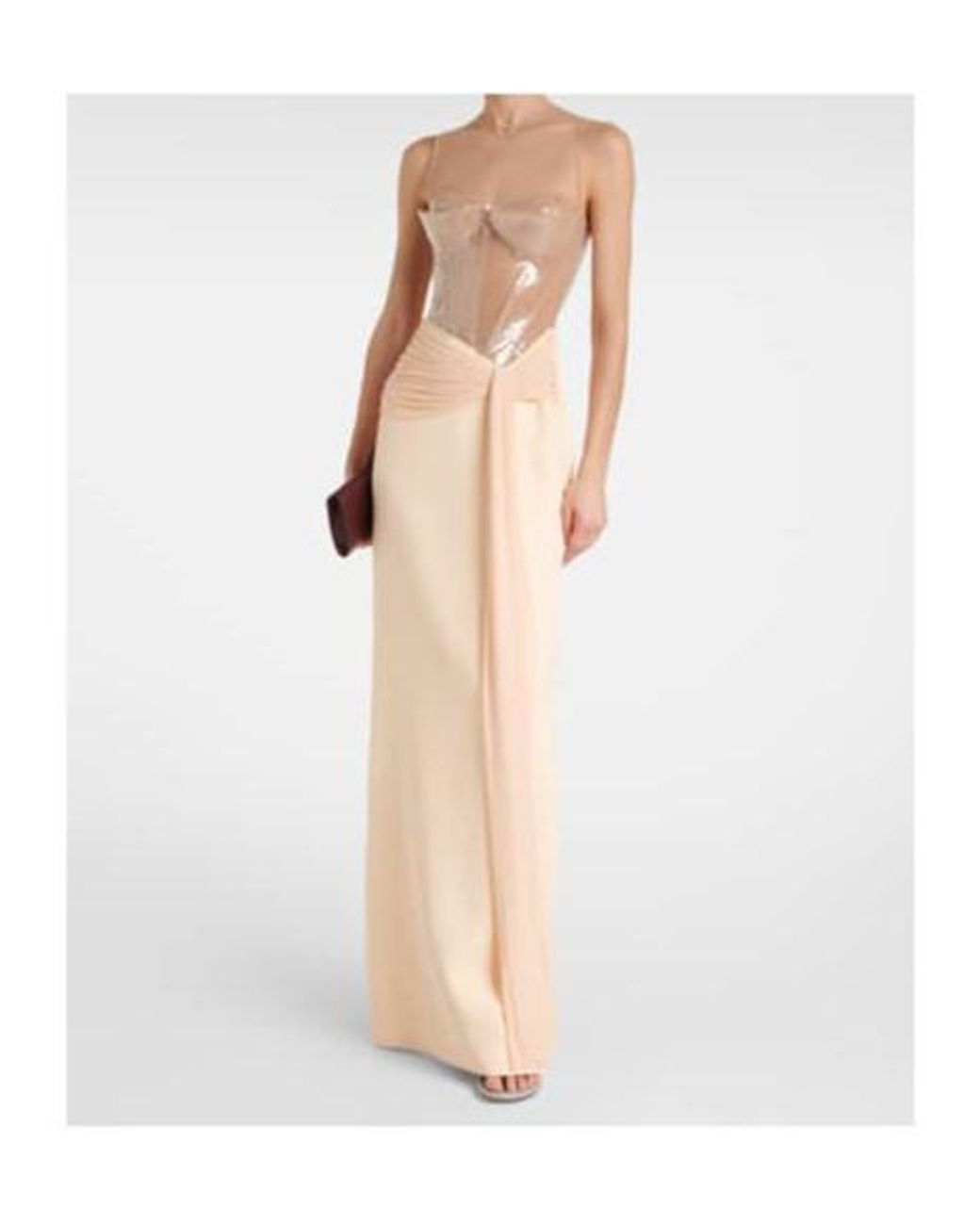 David Koma White Sequined Cady And Mesh Corset Gown