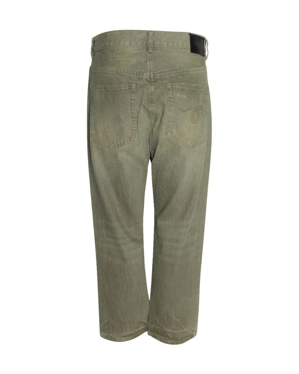 R13 Green Distressed Tailored Drop Jeans