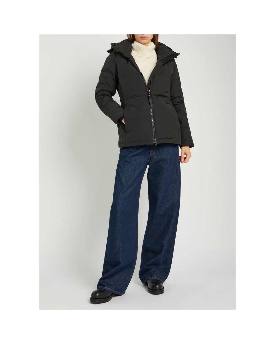 Canada Goose Black Waisted Hooded Down Coat