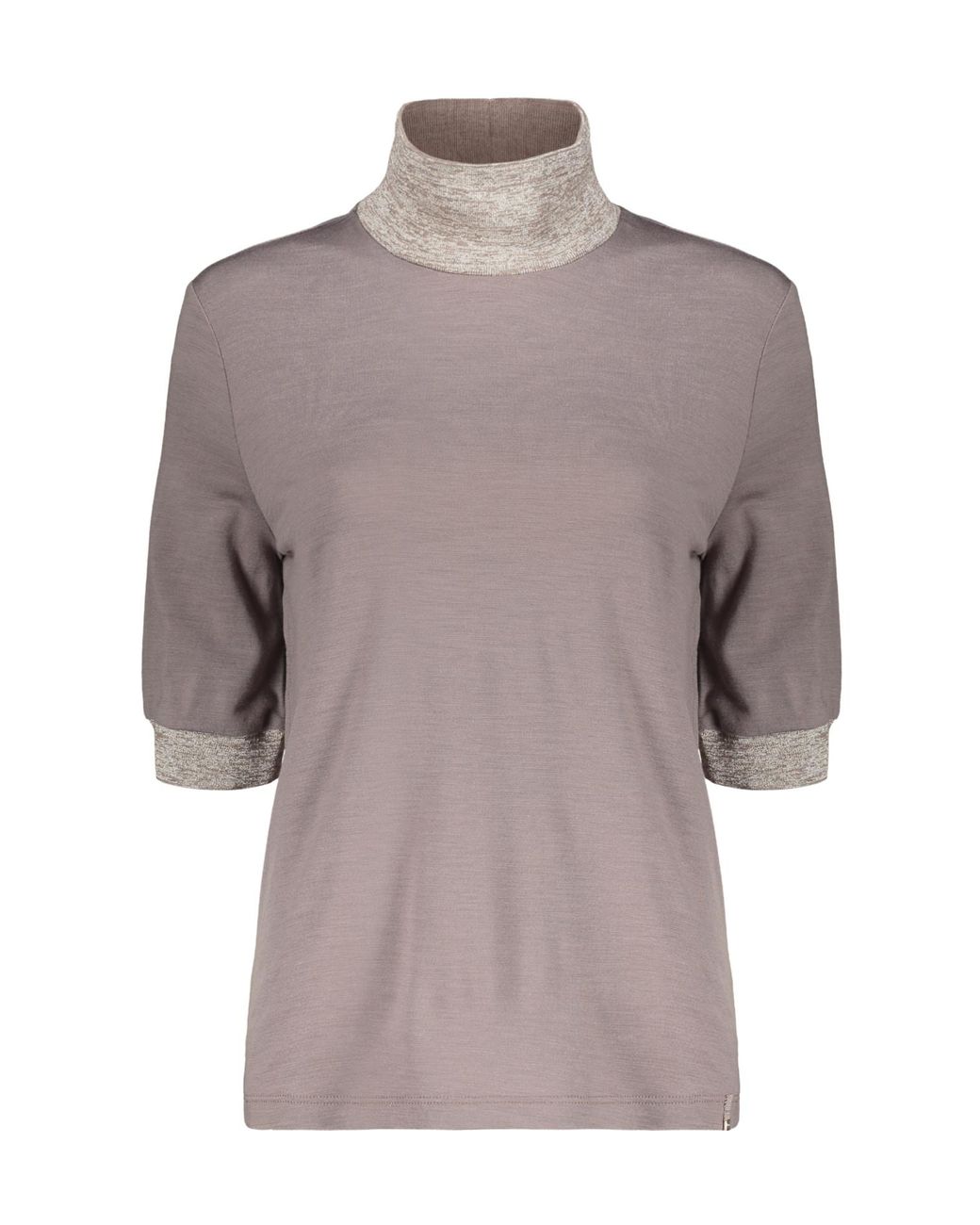 Herno Brown Short-Sleeve Turtleneck Knitted Top
