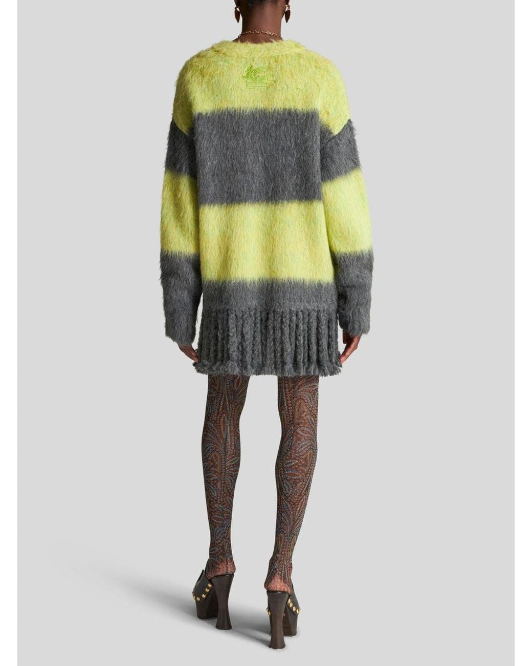 Etro Yellow Crewneck Long-Sleeved Cardigan