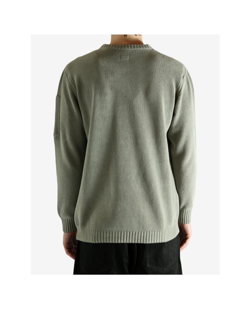 C P Company Gray Ribbed Knit Sweater for men