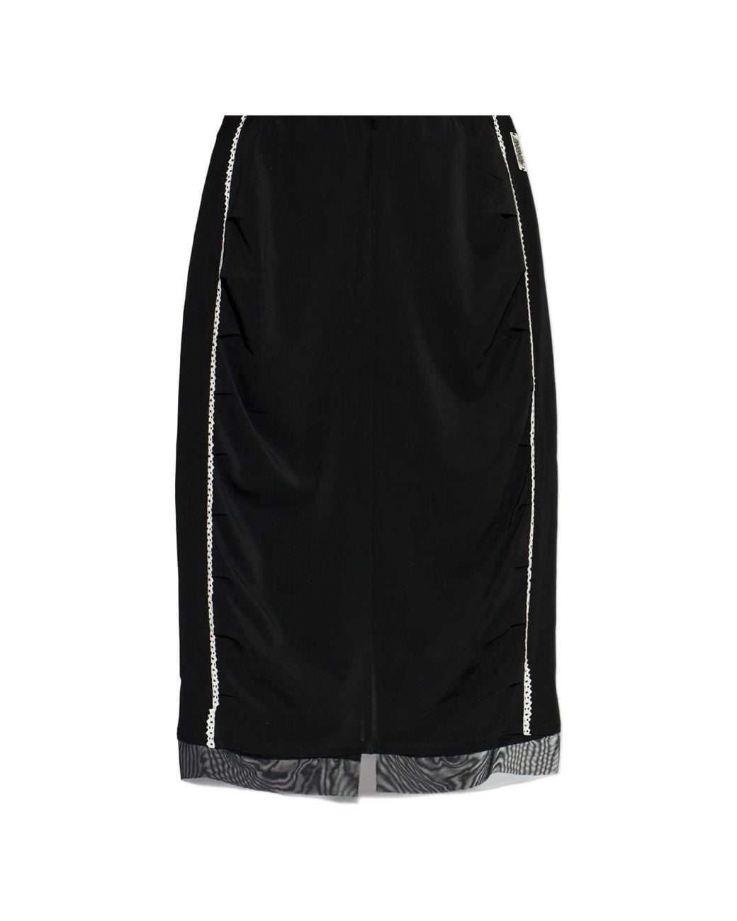 AVAVAV Black Ruched Lace-Trim Midi Skirt