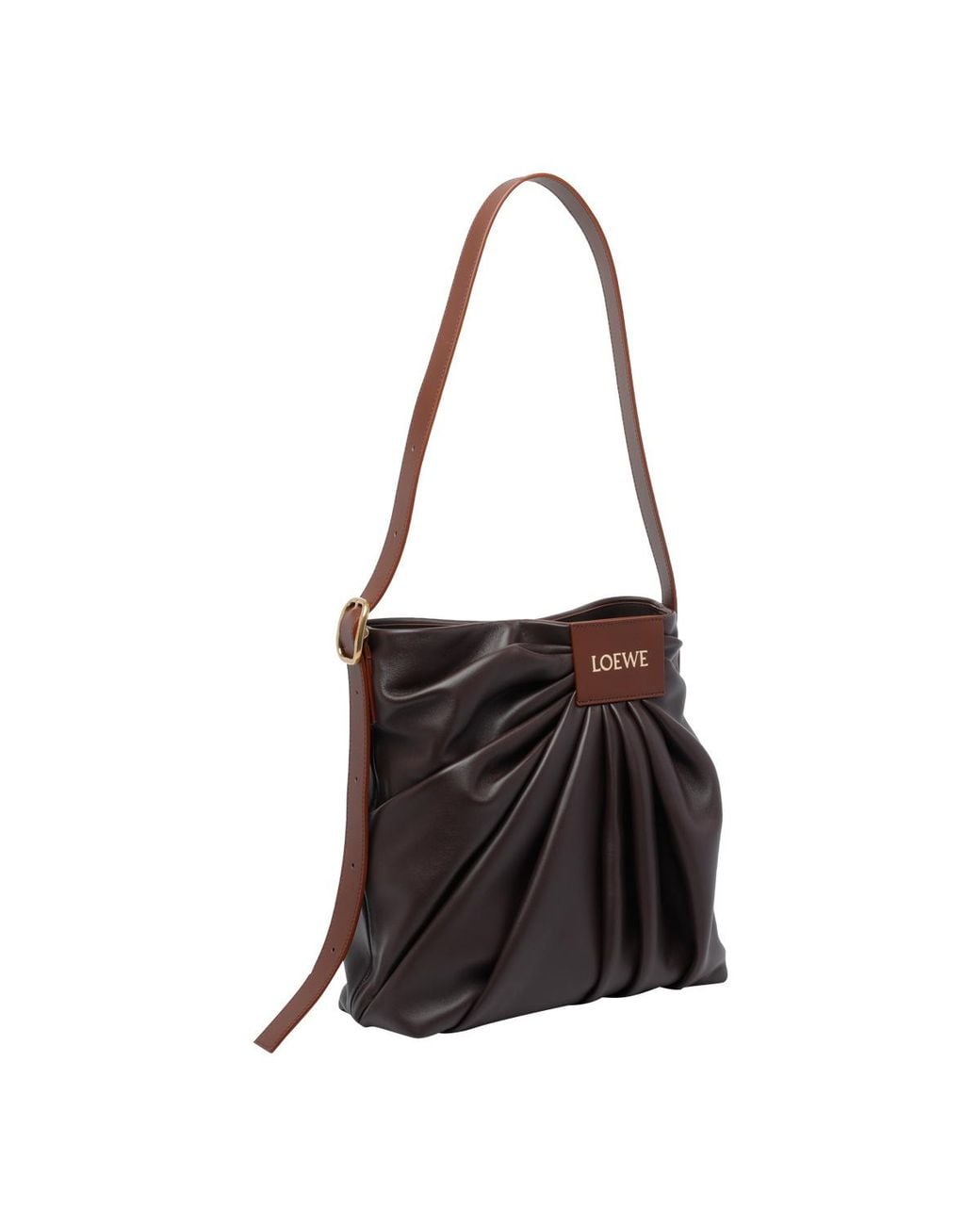 Loewe Black Logo Platch Draped Shoulder Bag