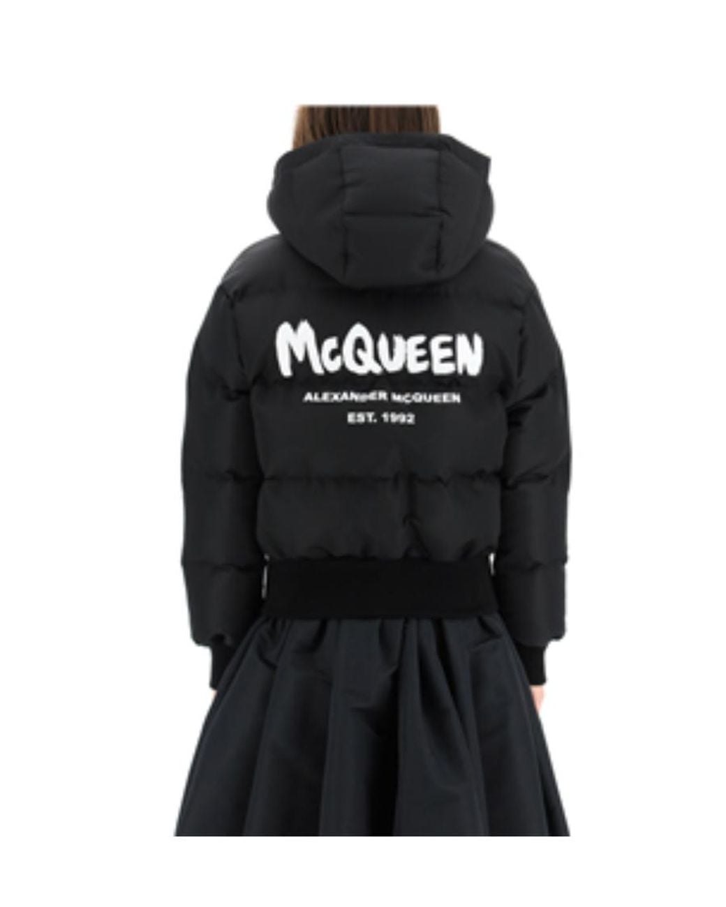 McQueen Black Hooded Puffer Jacket
