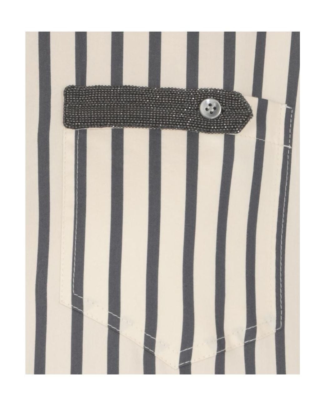 Brunello Cucinelli White Striped Long-Sleeved Shirt