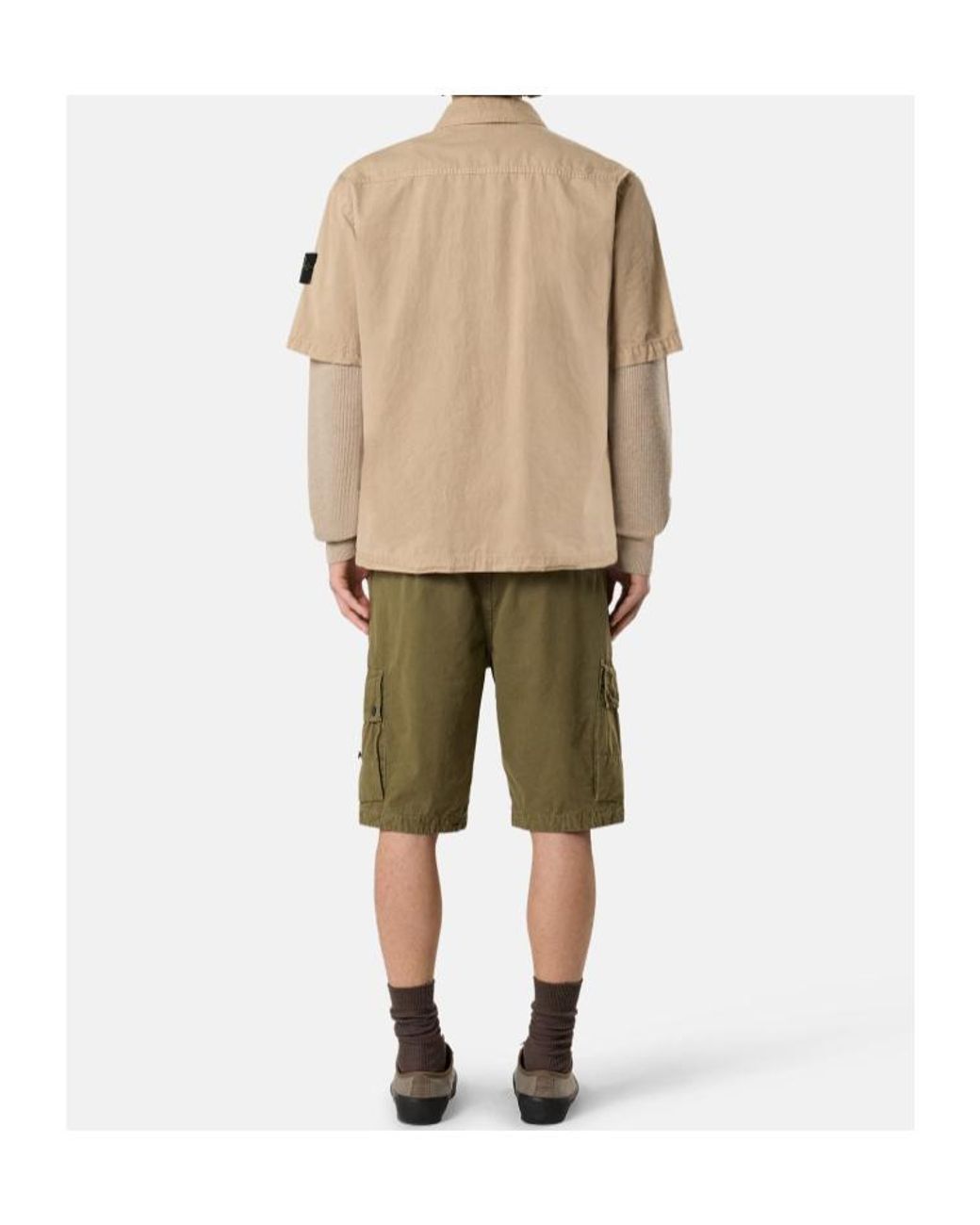 Stone Island Natural Short Sleeve Logo Patch Shirt for men