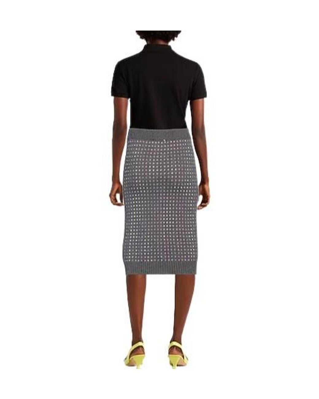 Sportmax Gray Fitted Knit Midi Skirt