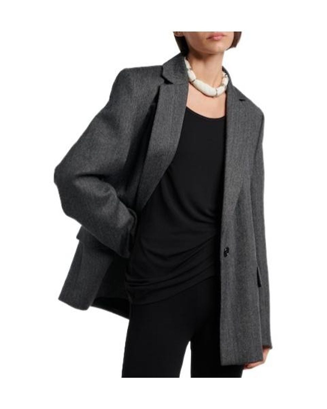 Totême Black Solid Color Wool Blazer