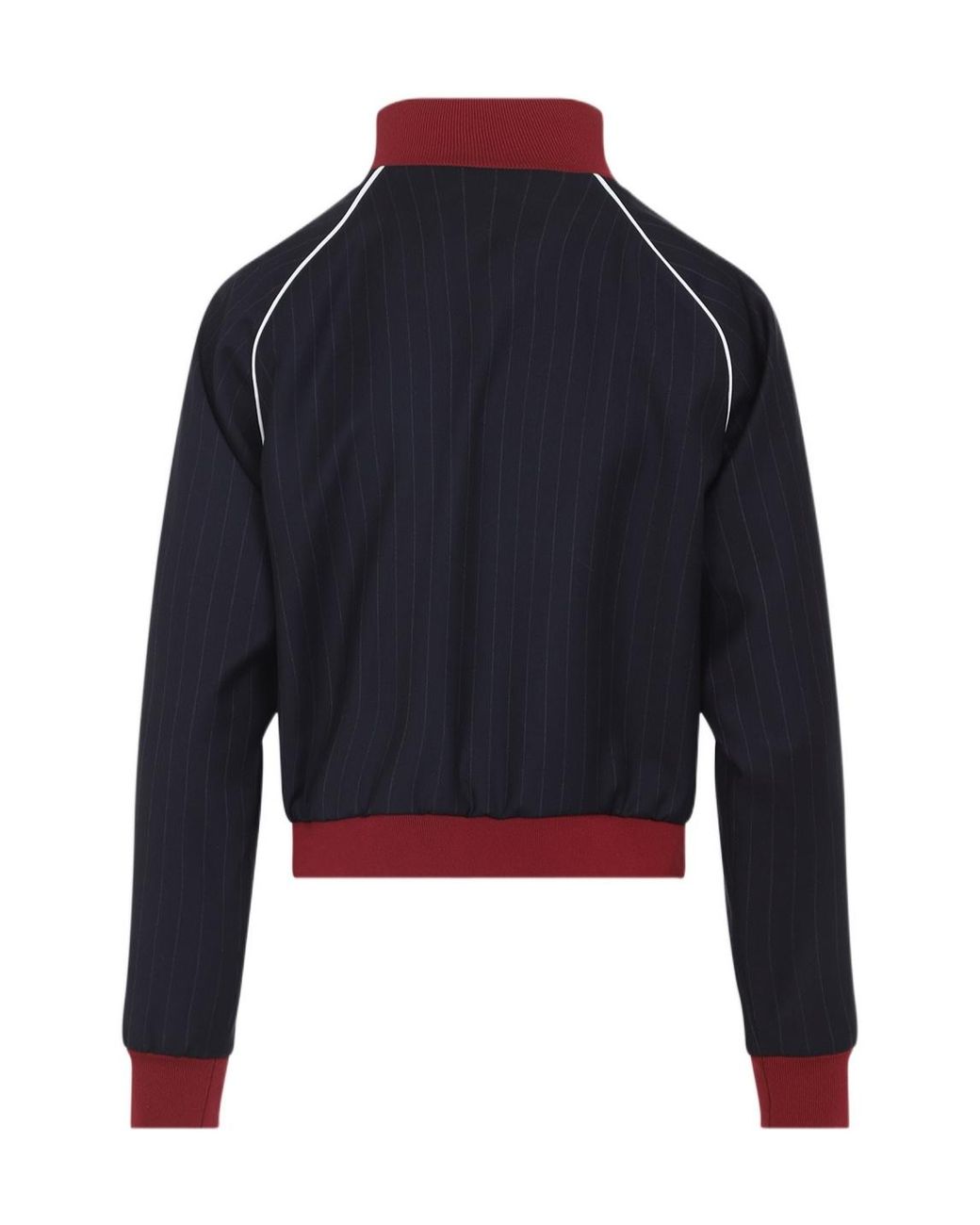 Miu Miu Blue Pinstriped Zipper Blouson Jacket