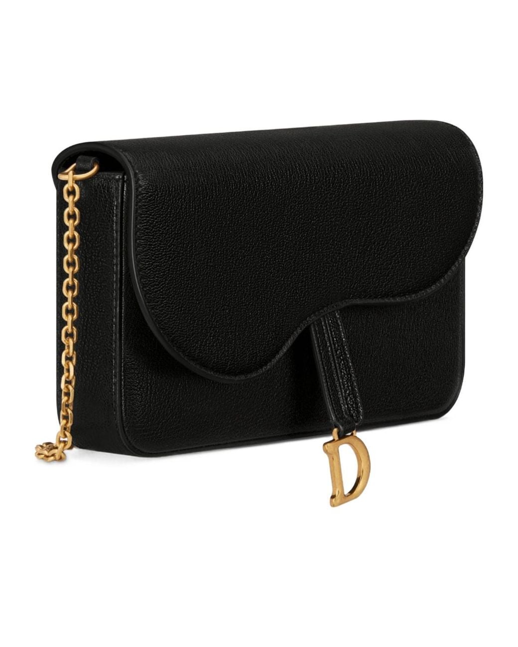 Dior Black Medium Saddle Pouch With Chain