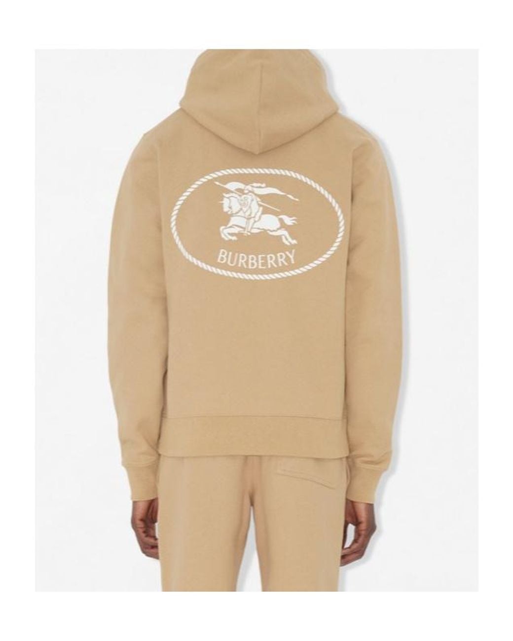 Burberry Natural Cotton Knight Stamp Hoodie for men