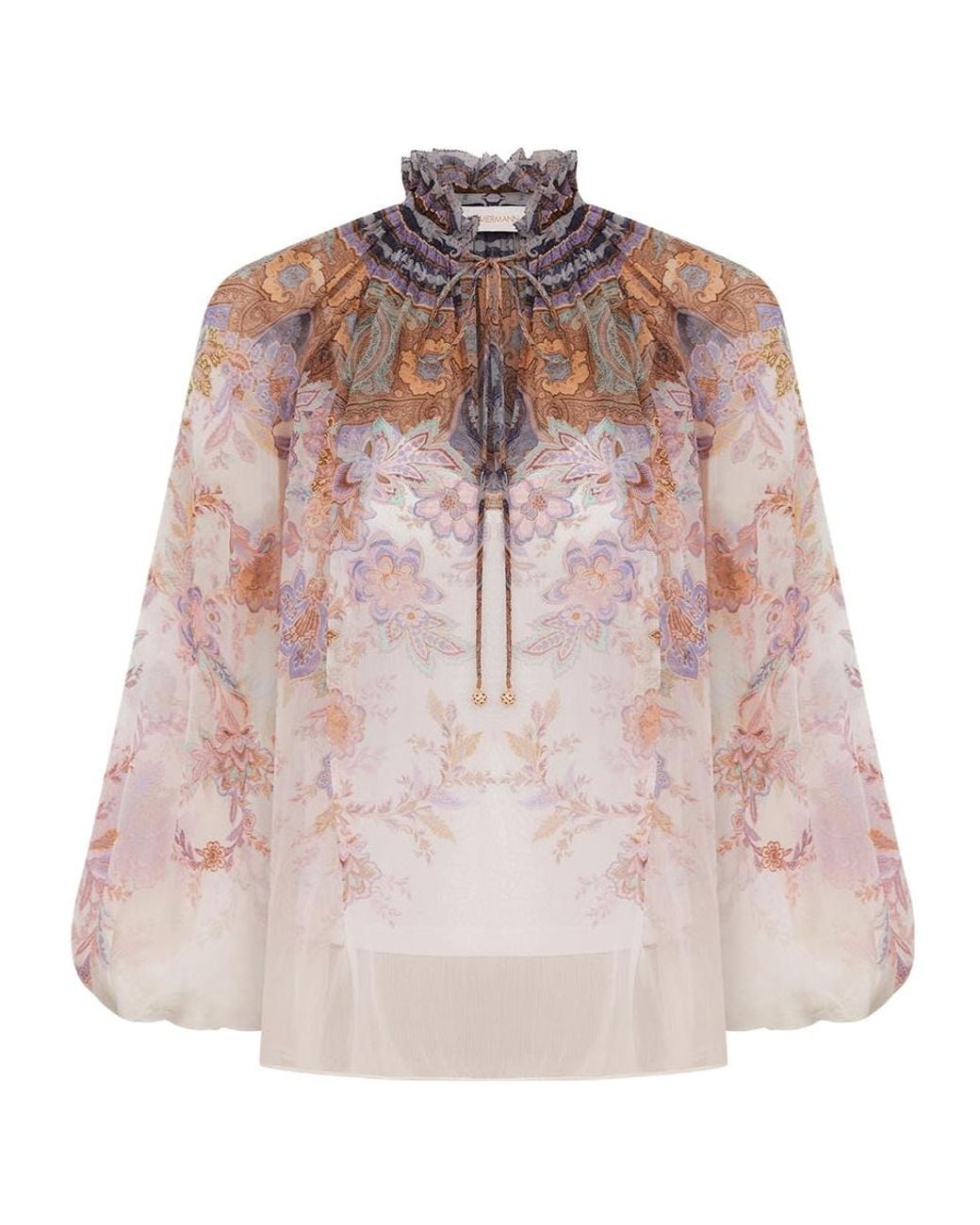 Zimmermann Pink Luna Billow Printed Blouse