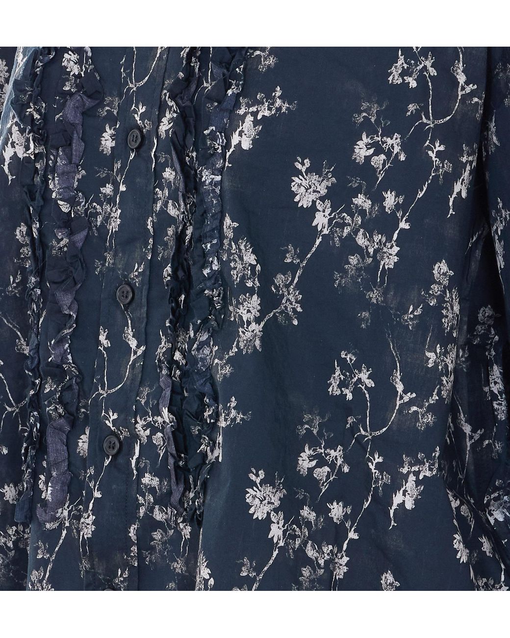 R13 Gray Ruffled Floral-Print Shirt