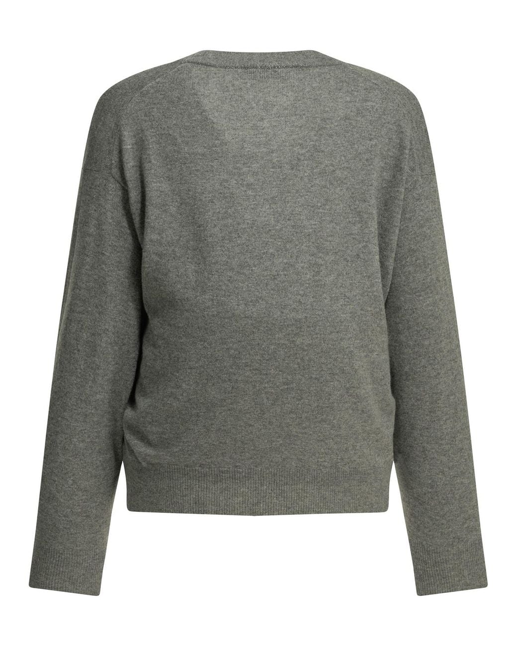 Brunello Cucinelli Gray V-Neck Cashmere Sweater