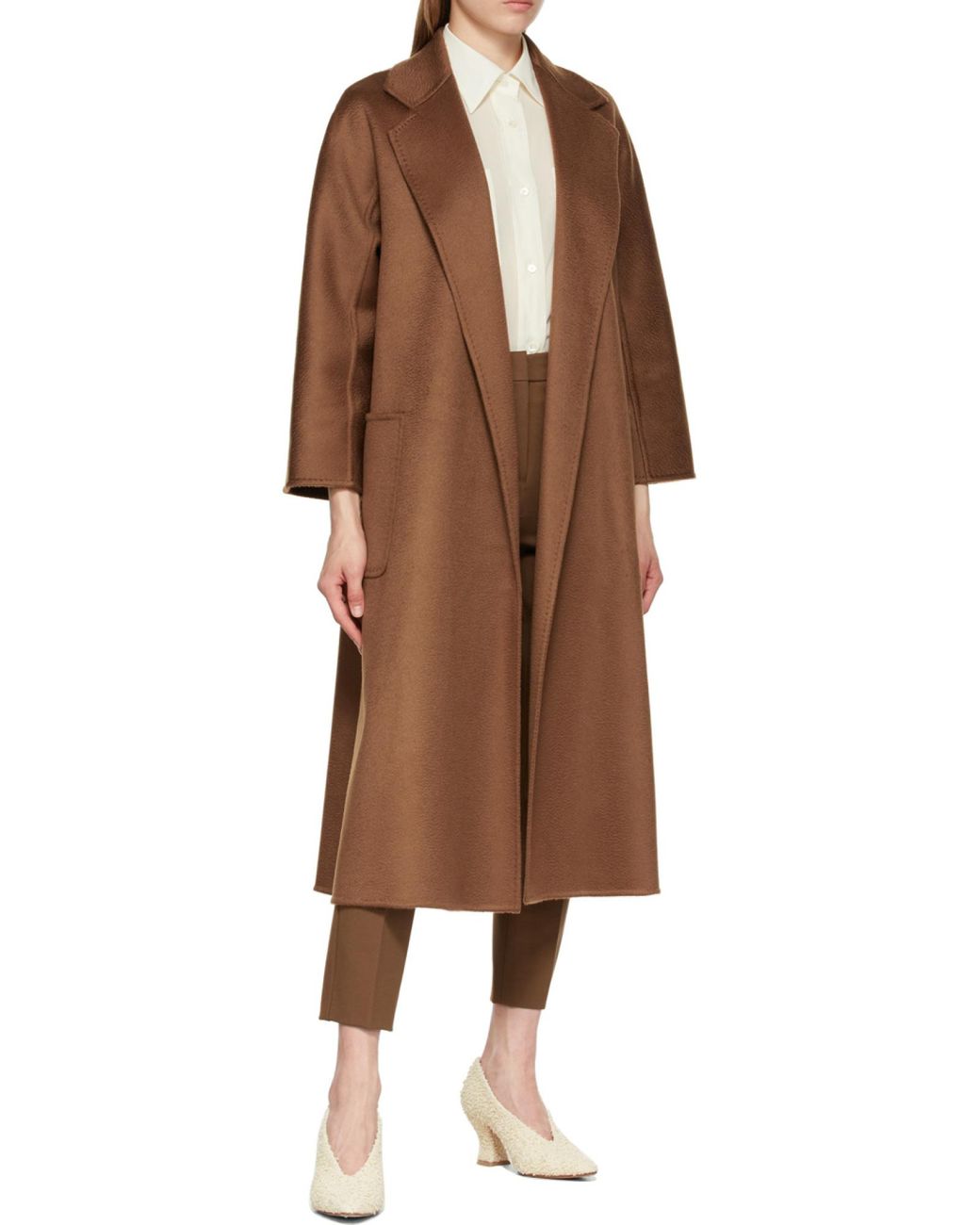 Max Mara Brown Ludmilla Belted Long-Sleeved Coat