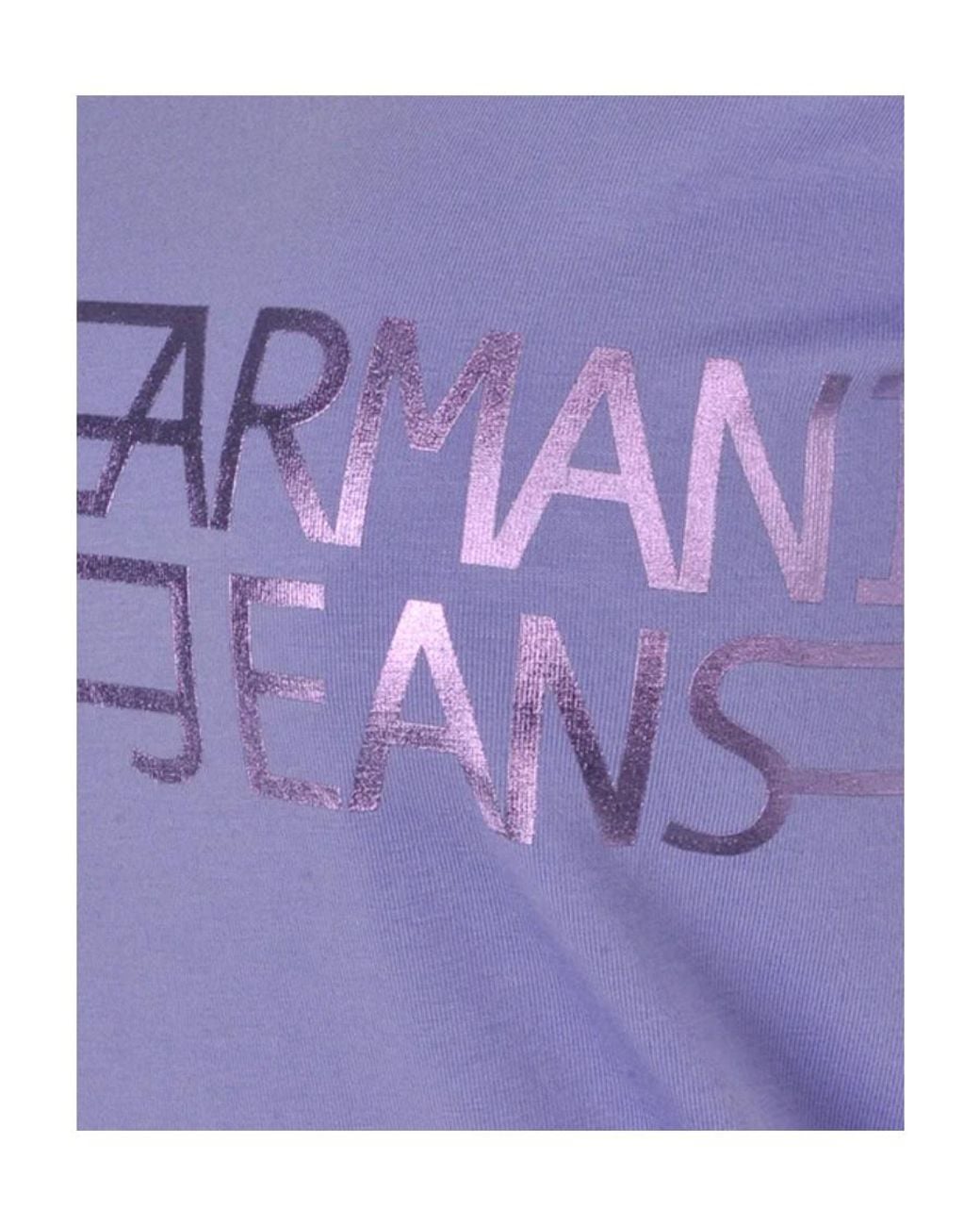 Armani Jeans Purple Logo Short-Sleeved T-Shirt