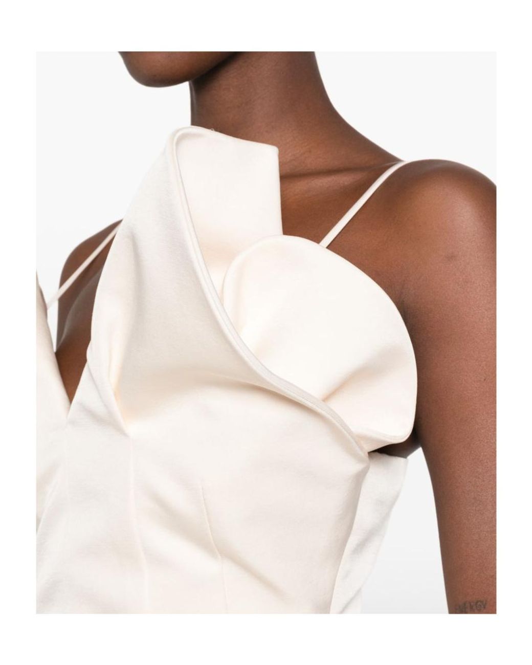 Magda Butrym White Sculptural V-Neck Dress