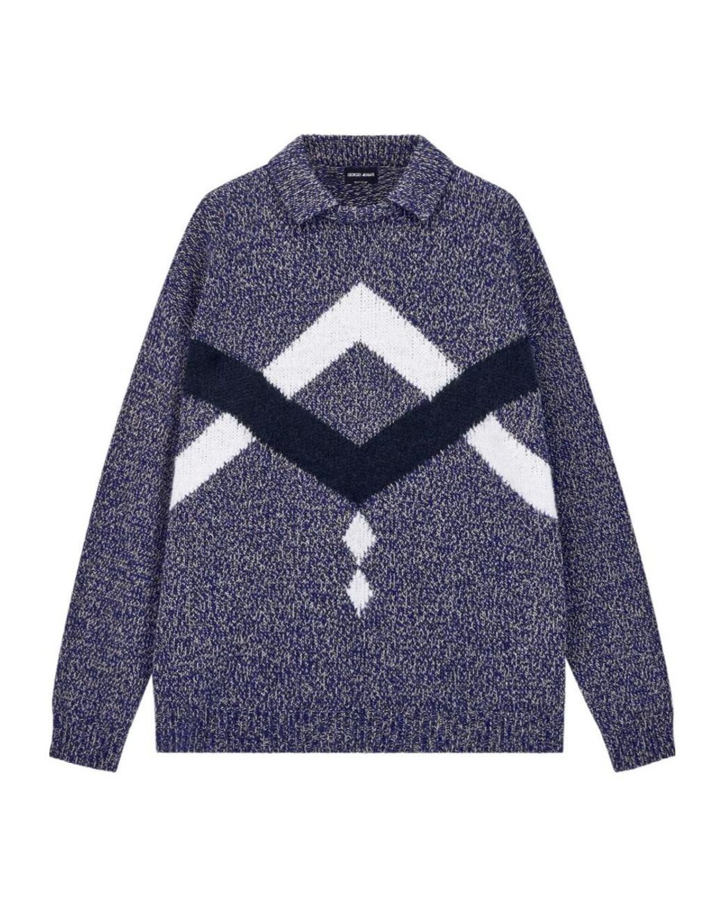 Giorgio Armani Blue Chevron Knit Sweater for men