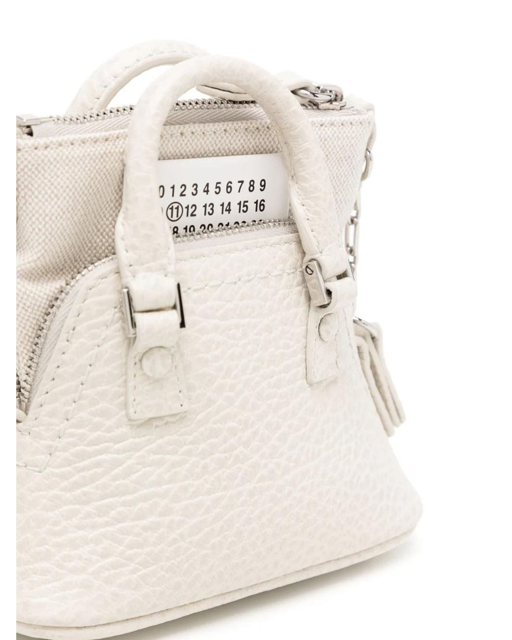 Maison Margiela White Numbers-Patch Zipped Mini Shoulder Bag