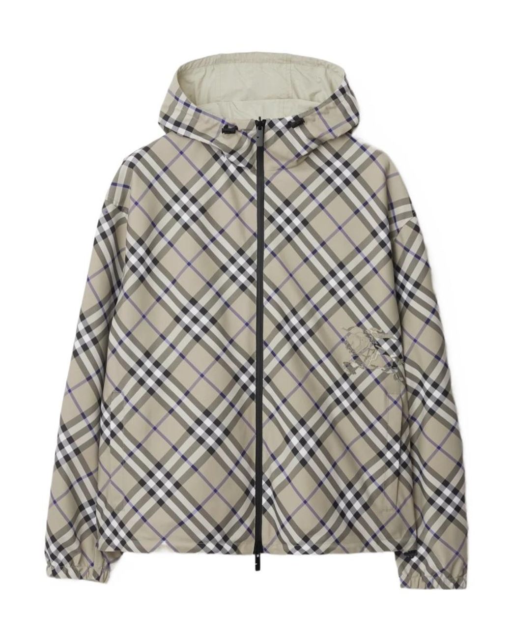 Burberry Gray Equestrian Knight Check Hooded for men