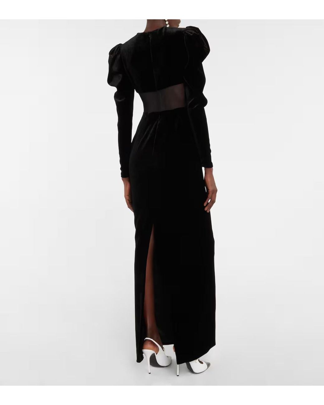 Alessandra Rich Black Silk-Blend Velvet Maxi Dress