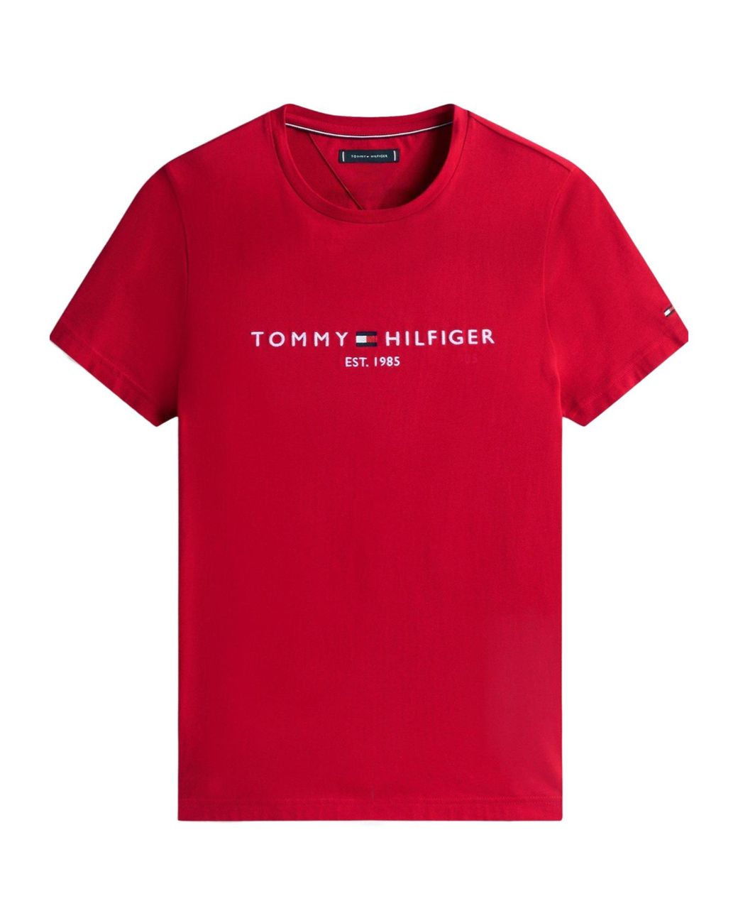 Tommy Hilfiger Red Logo Short Sleeve T-Shirt for men