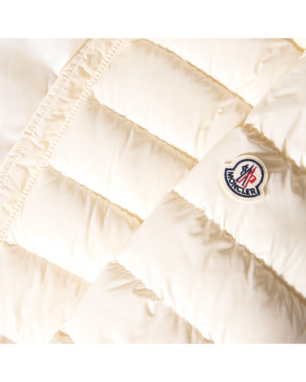 Moncler Natural Cream Short Fitted Puffer Jacket