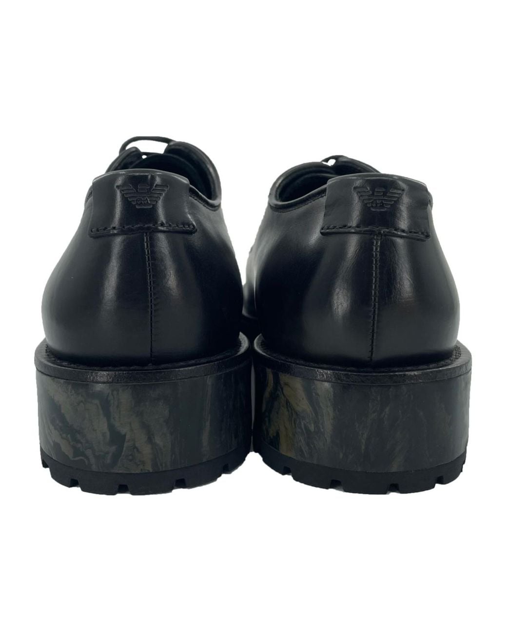 Emporio Armani Black Round Head Lacing Business Shoes for men