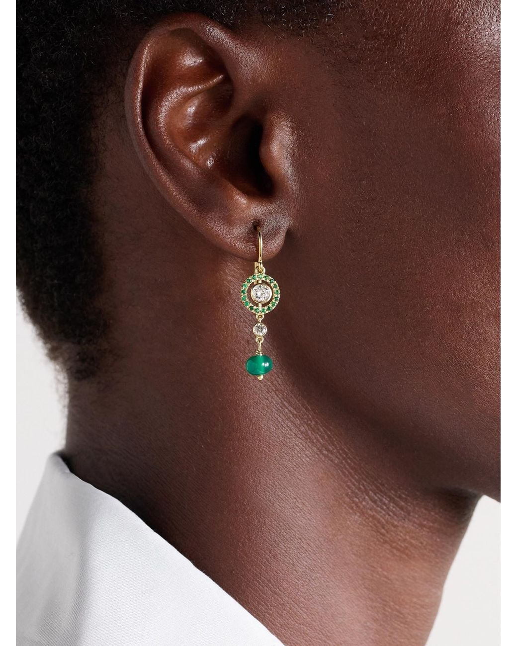 Ileana Makri Green Orbit 18-Karat Multi-Stone Earrings